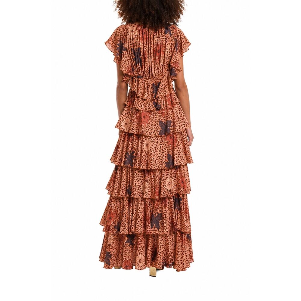ULLA JOHNSON NWT 100% Silk Freja Ruffle Boho Maxi Dress In Garden Rose Gown Sz 4 - Picture 5 of 12